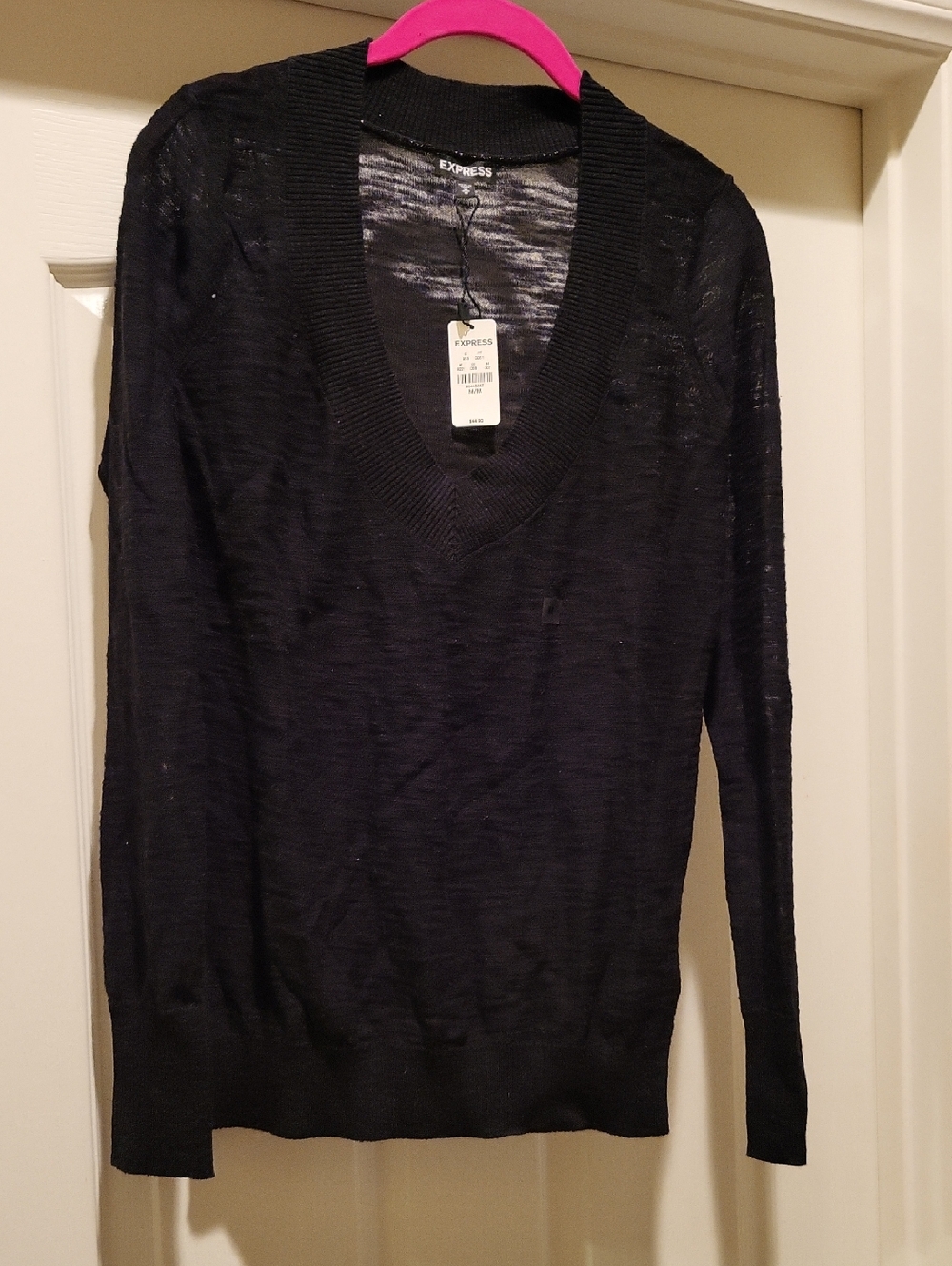 Express Women's Black V-Neck Lightweight Sweater